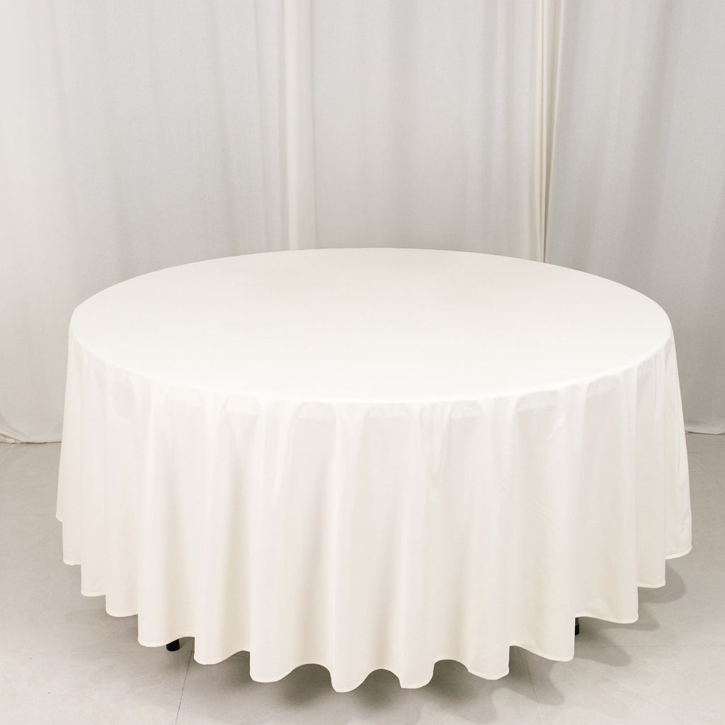 Scuba Round 108" Tablecloth Ivory - Wrinkle Free & Stain Resistant Table Cover - Bell Racket Store