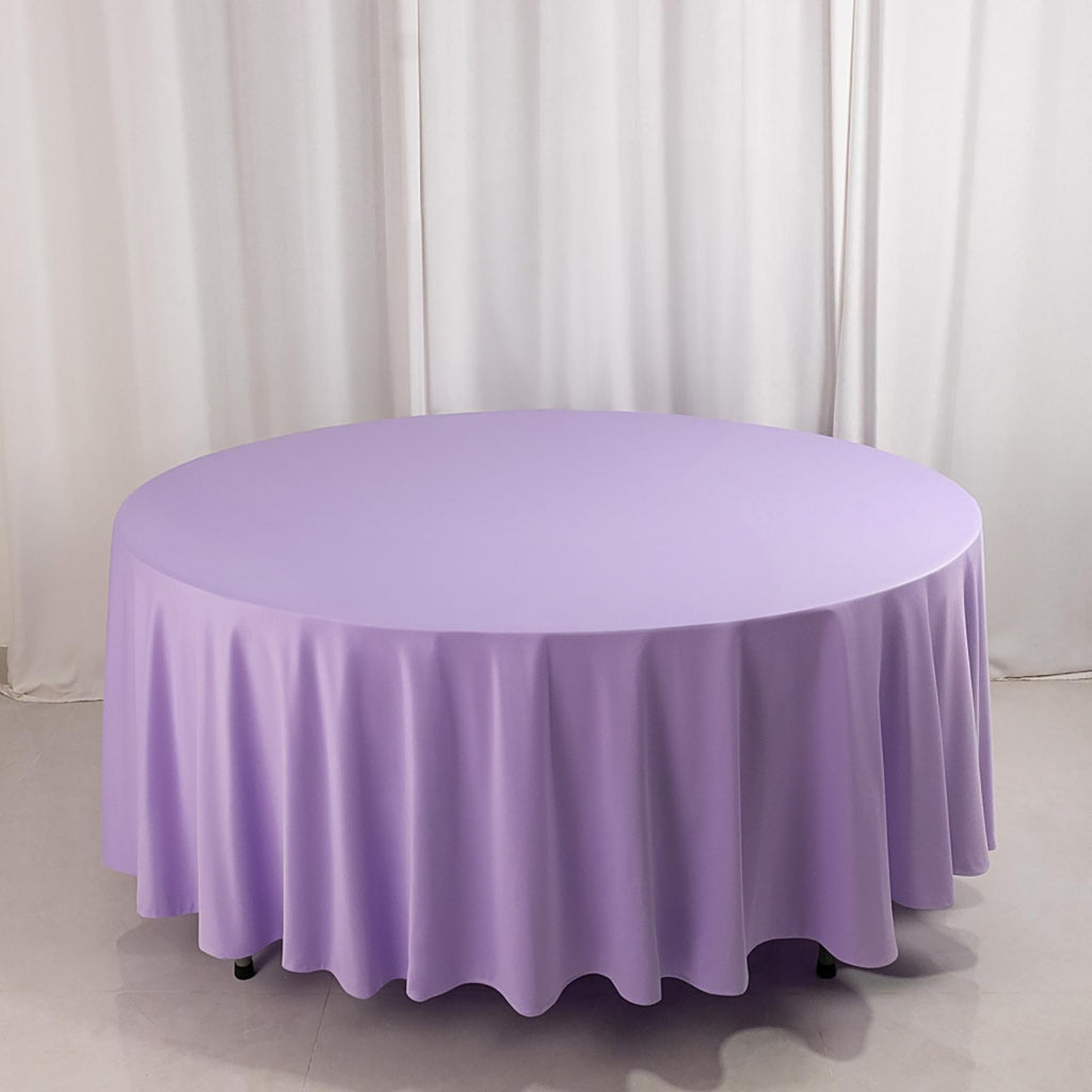 Scuba Round 108" Tablecloth Lavender Lilac - Wrinkle Free & Stain Resistant Table Cover - Bell Racket Store