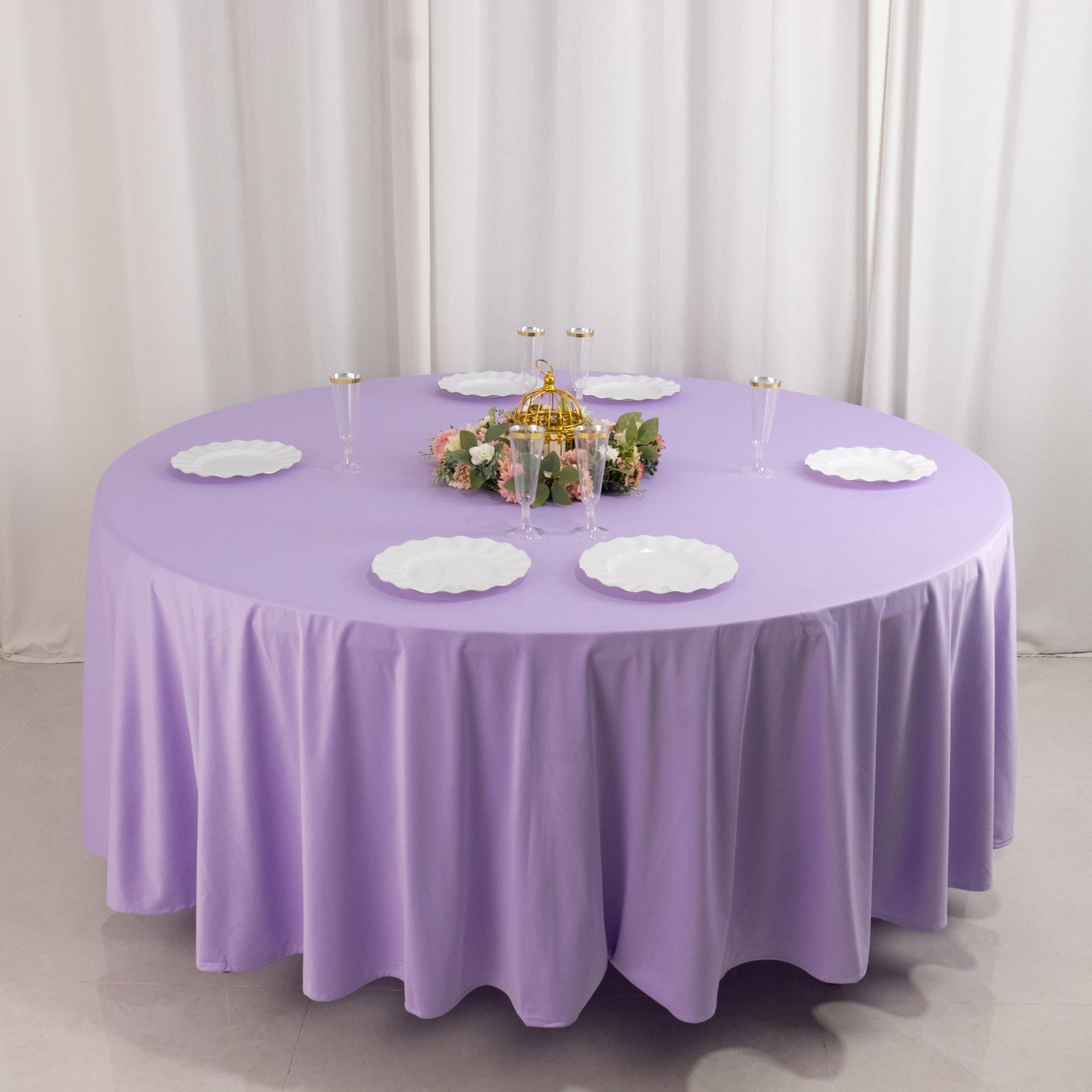 Scuba Round 108" Tablecloth Lavender Lilac - Wrinkle Free & Stain Resistant Table Cover - Bell Racket Store