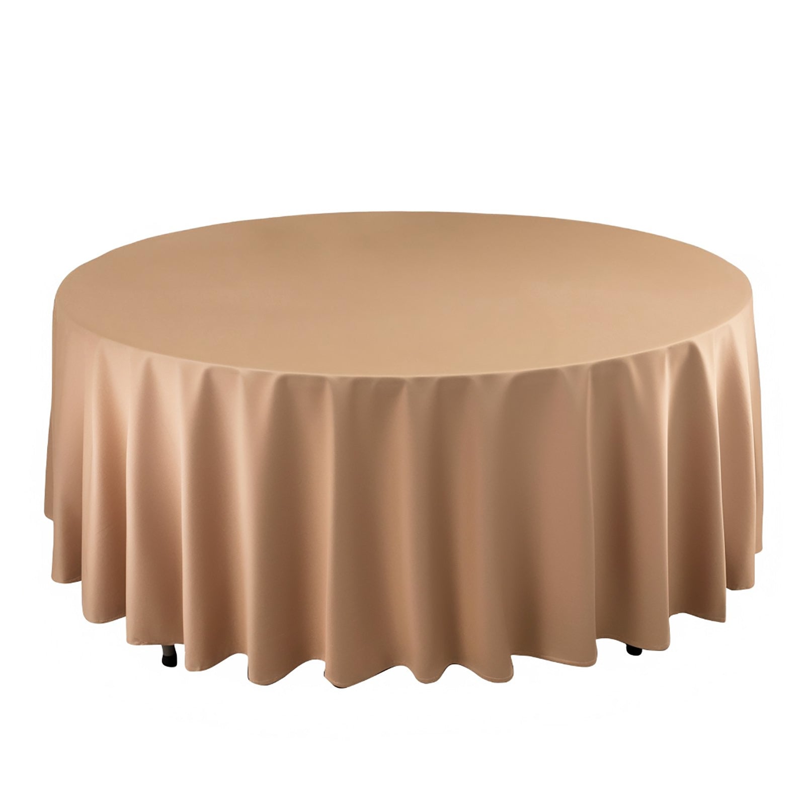 Scuba Round 108" Tablecloth Nude - Wrinkle Free & Stain Resistant Table Cover - Bell Racket Store