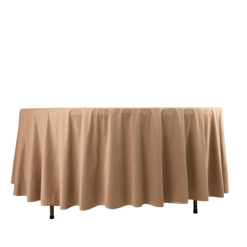 Scuba Round 108" Tablecloth Nude - Wrinkle Free & Stain Resistant Table Cover - Bell Racket Store