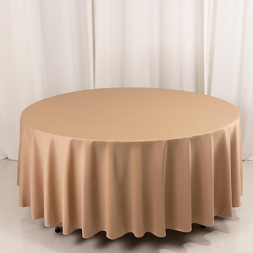 Scuba Round 108" Tablecloth Nude - Wrinkle Free & Stain Resistant Table Cover - Bell Racket Store