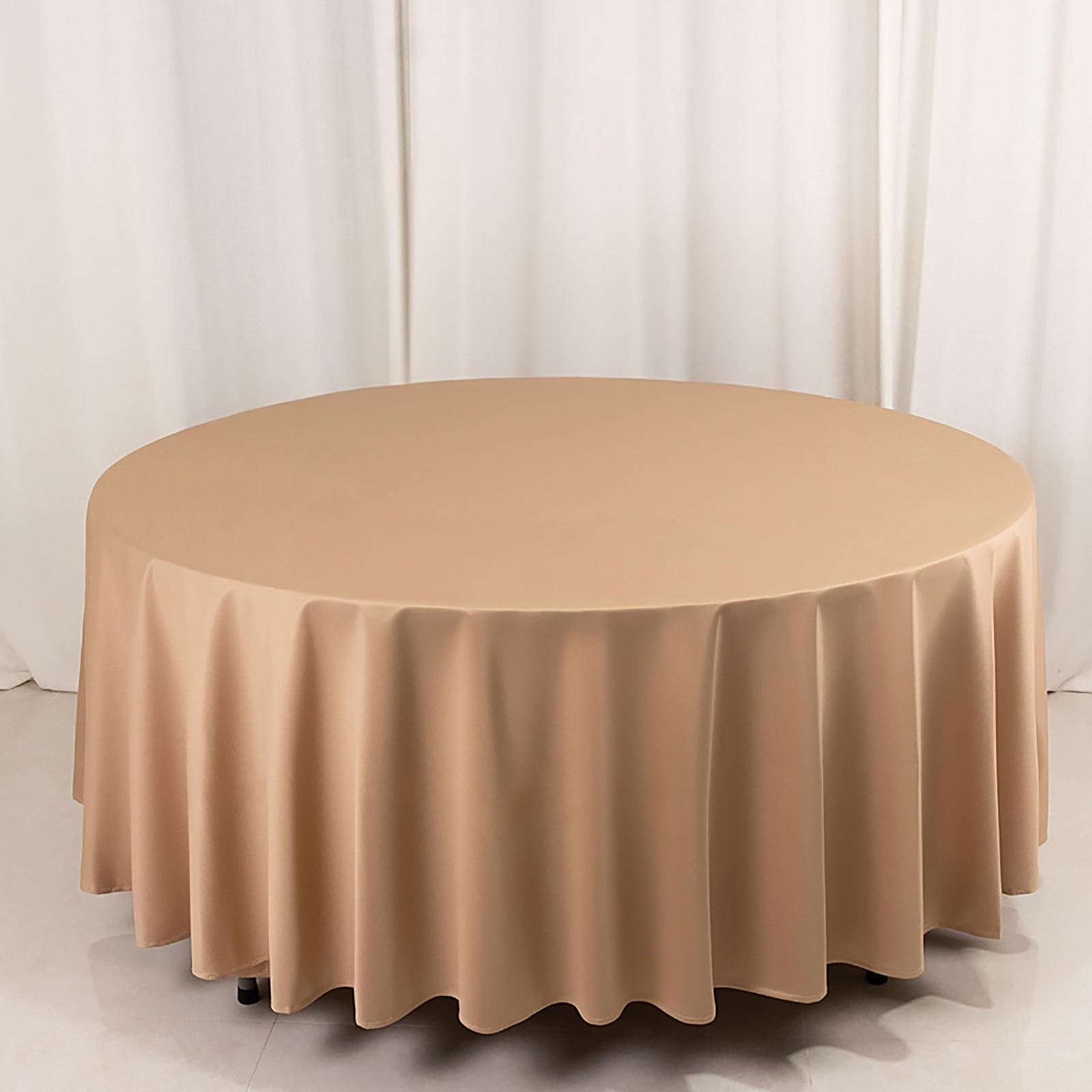 Scuba Round 108" Tablecloth Nude - Wrinkle Free & Stain Resistant Table Cover - Bell Racket Store