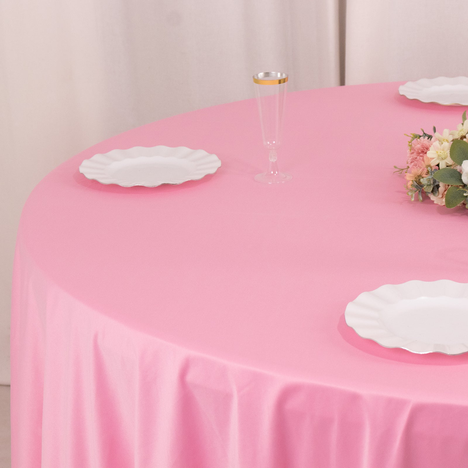 Scuba Round 108" Tablecloth Pink - Wrinkle Free & Stain Resistant Table Cover - Bell Racket Store