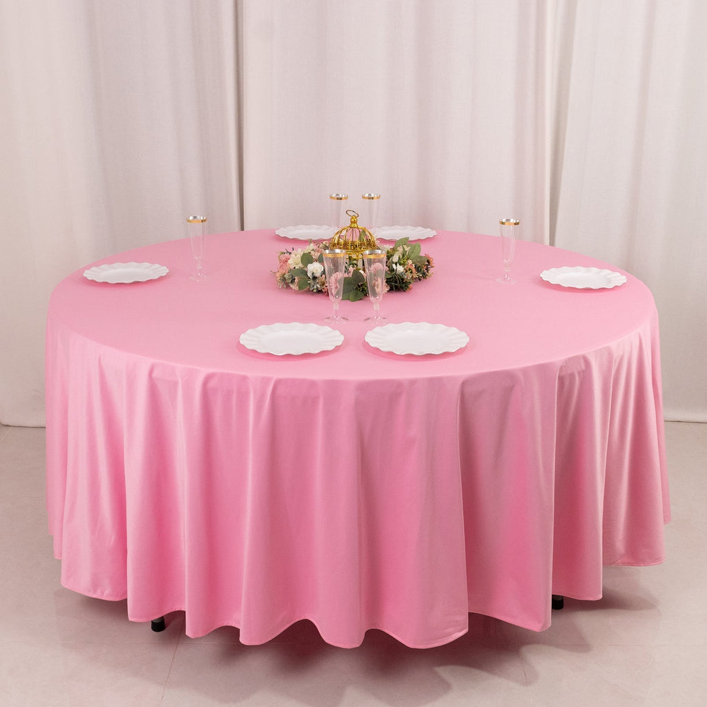 Scuba Round 108" Tablecloth Pink - Wrinkle Free & Stain Resistant Table Cover - Bell Racket Store