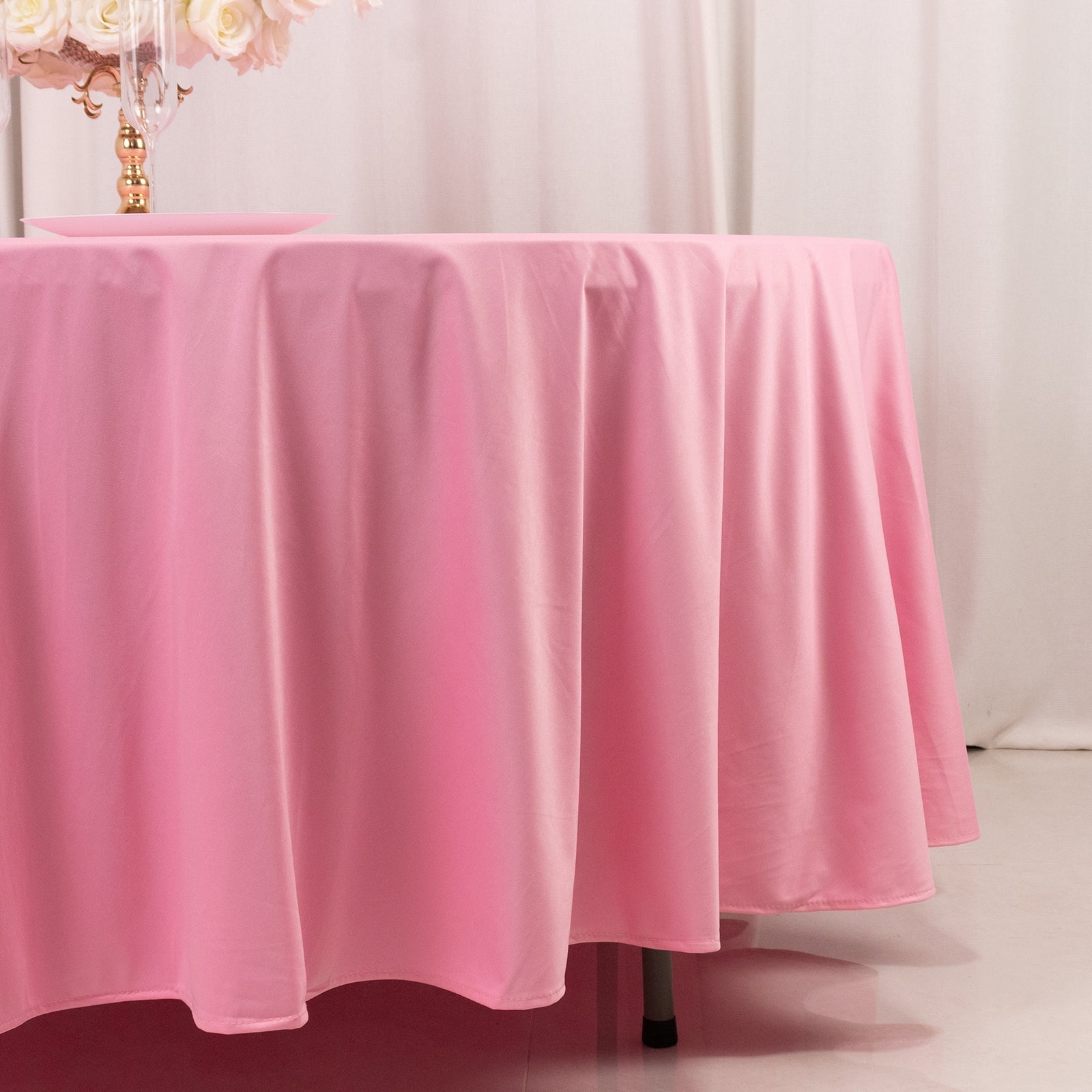 Scuba Round 108" Tablecloth Pink - Wrinkle Free & Stain Resistant Table Cover - Bell Racket Store