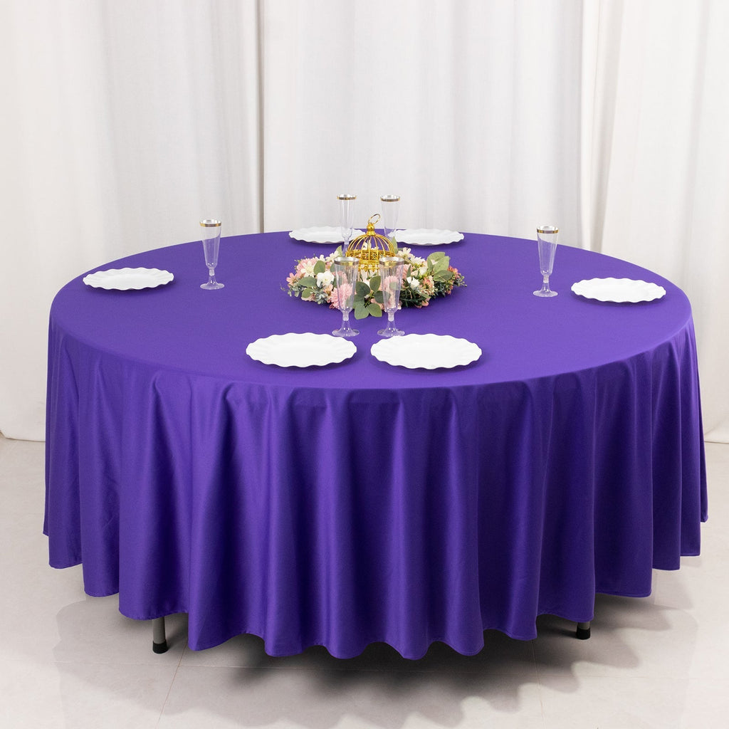 Scuba Round 108" Tablecloth Purple - Wrinkle Free & Stain Resistant Table Cover - Bell Racket Store