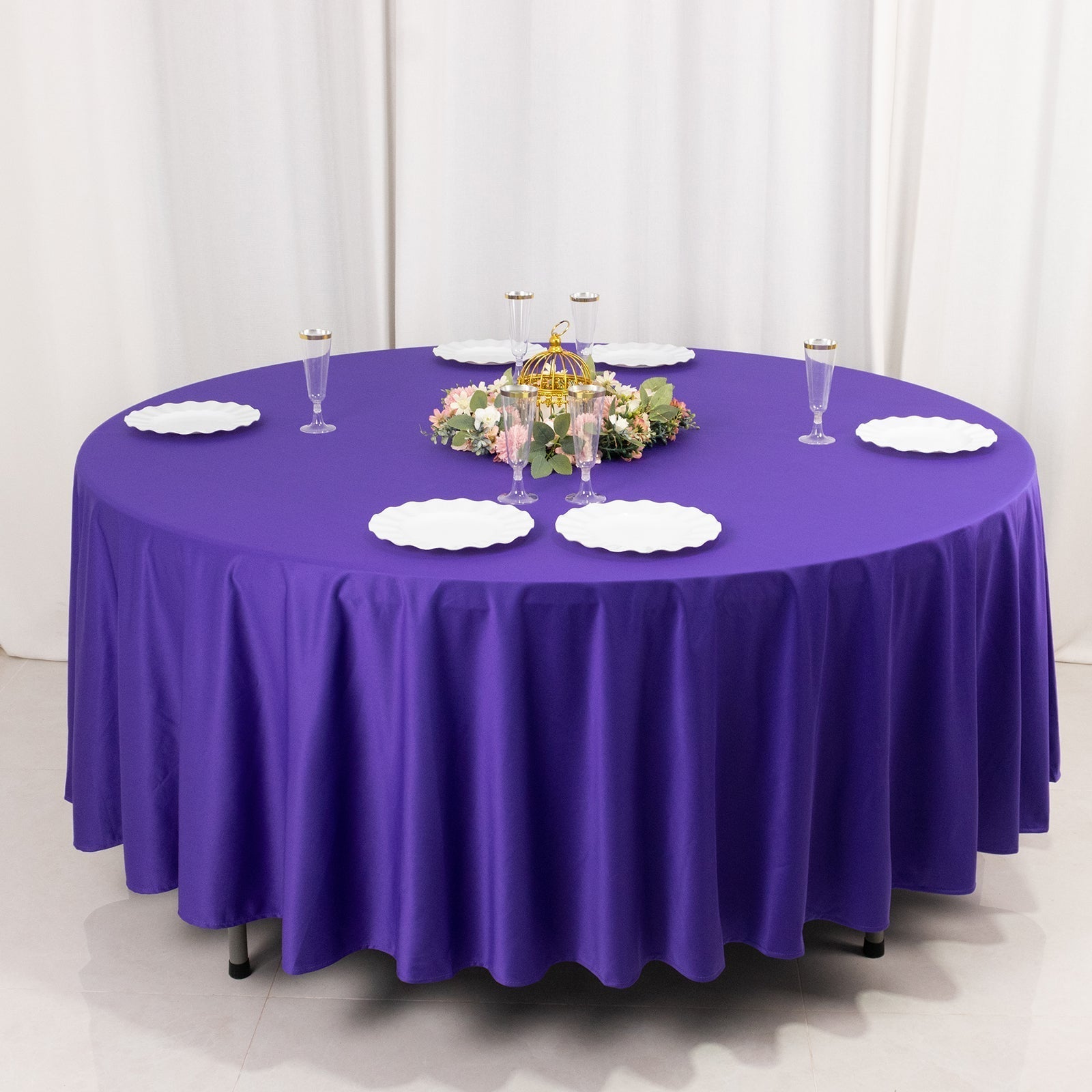 Scuba Round 108" Tablecloth Purple - Wrinkle Free & Stain Resistant Table Cover - Bell Racket Store