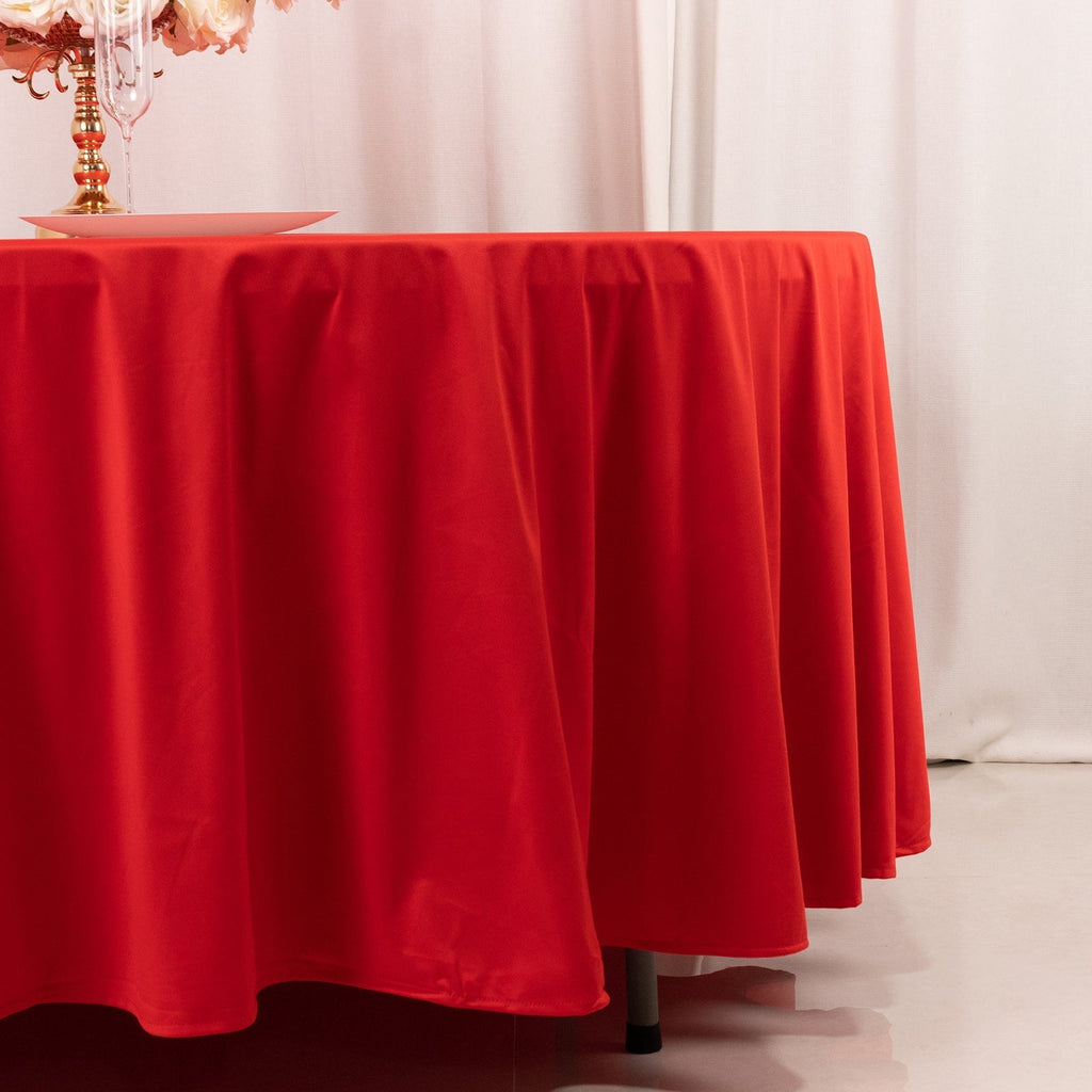 Scuba Round 108" Tablecloth Red - Wrinkle Free & Stain Resistant Table Cover - Bell Racket Store