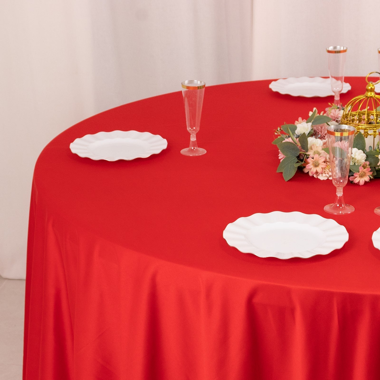Scuba Round 108" Tablecloth Red - Wrinkle Free & Stain Resistant Table Cover - Bell Racket Store