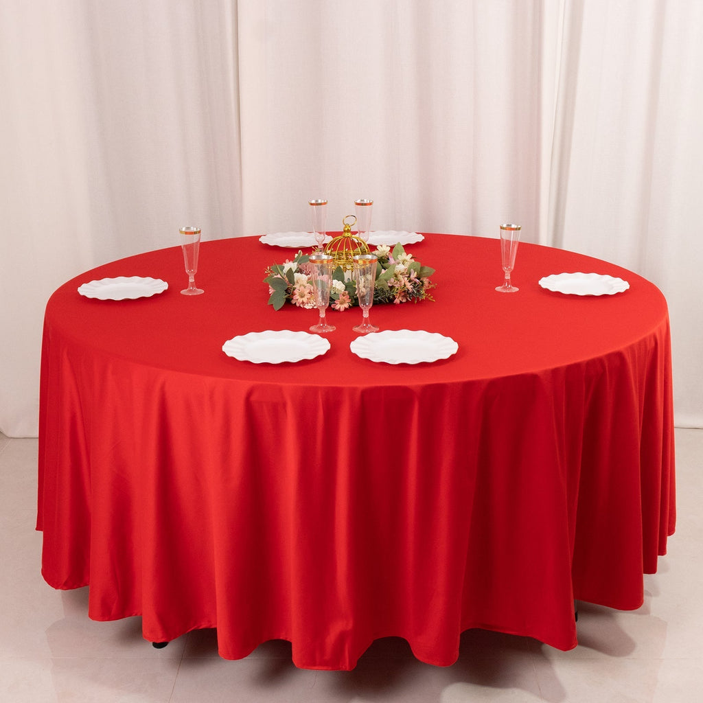 Scuba Round 108" Tablecloth Red - Wrinkle Free & Stain Resistant Table Cover - Bell Racket Store