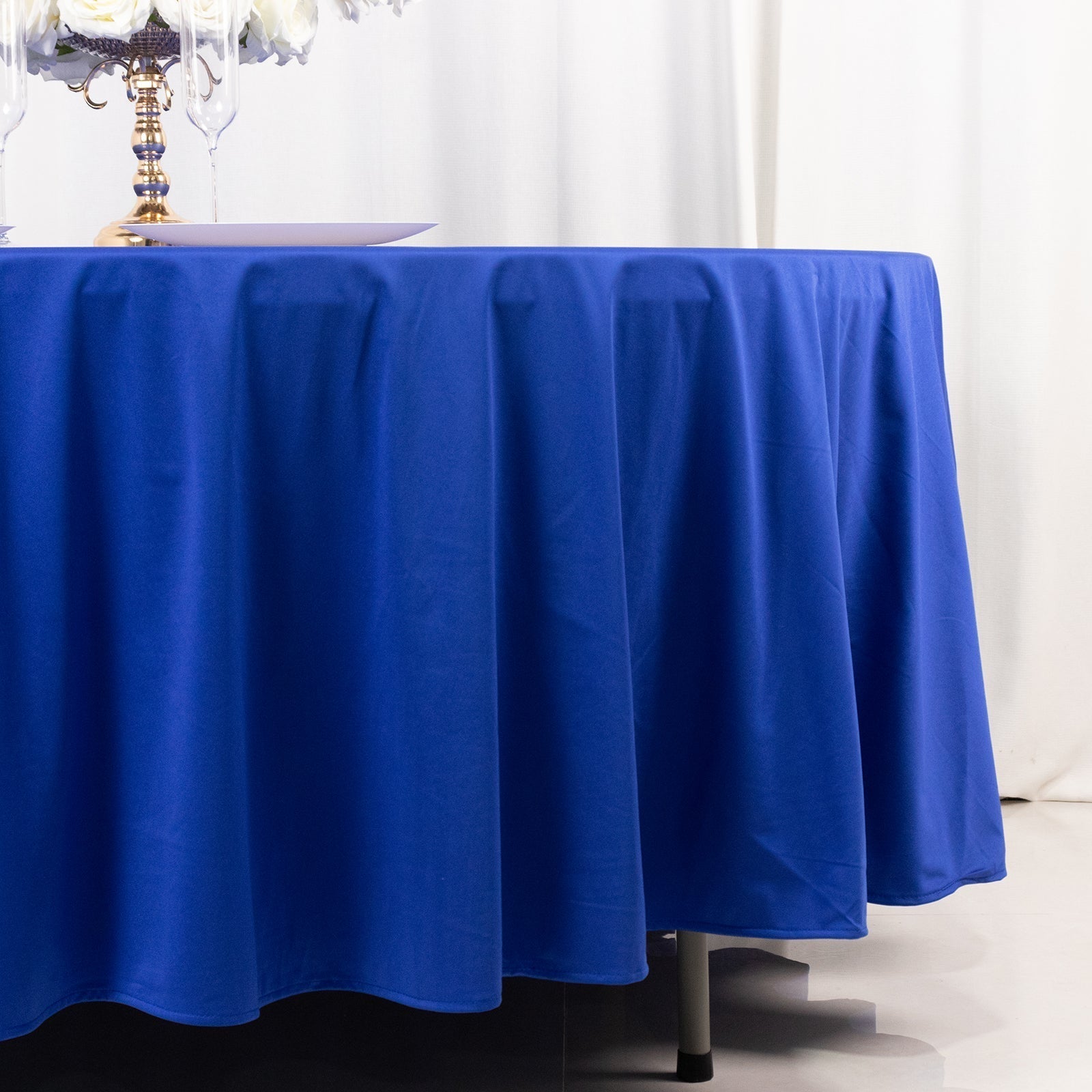 Scuba Round 108" Tablecloth Royal Blue - Wrinkle Free & Stain Resistant Table Cover - Bell Racket Store