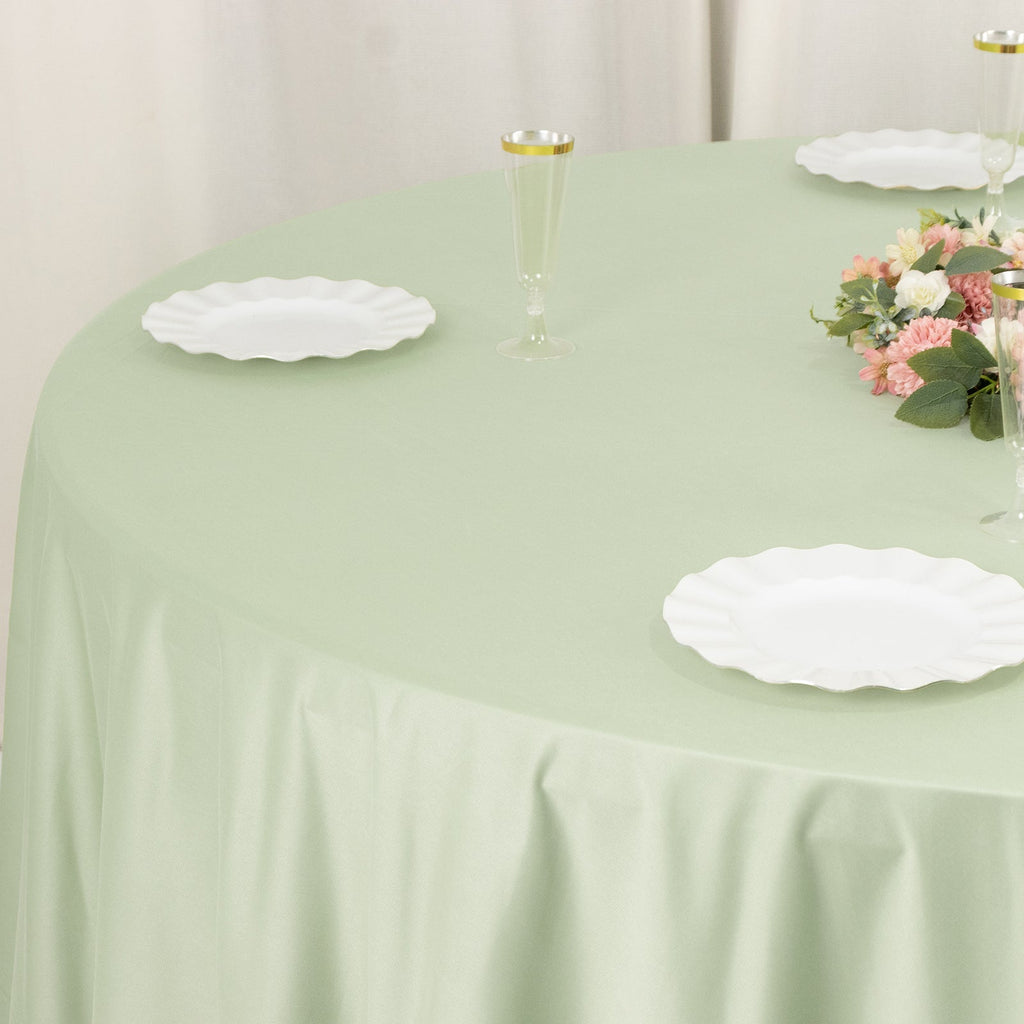 Scuba Round 108" Tablecloth Sage Green - Wrinkle Free & Stain Resistant Table Cover - Bell Racket Store