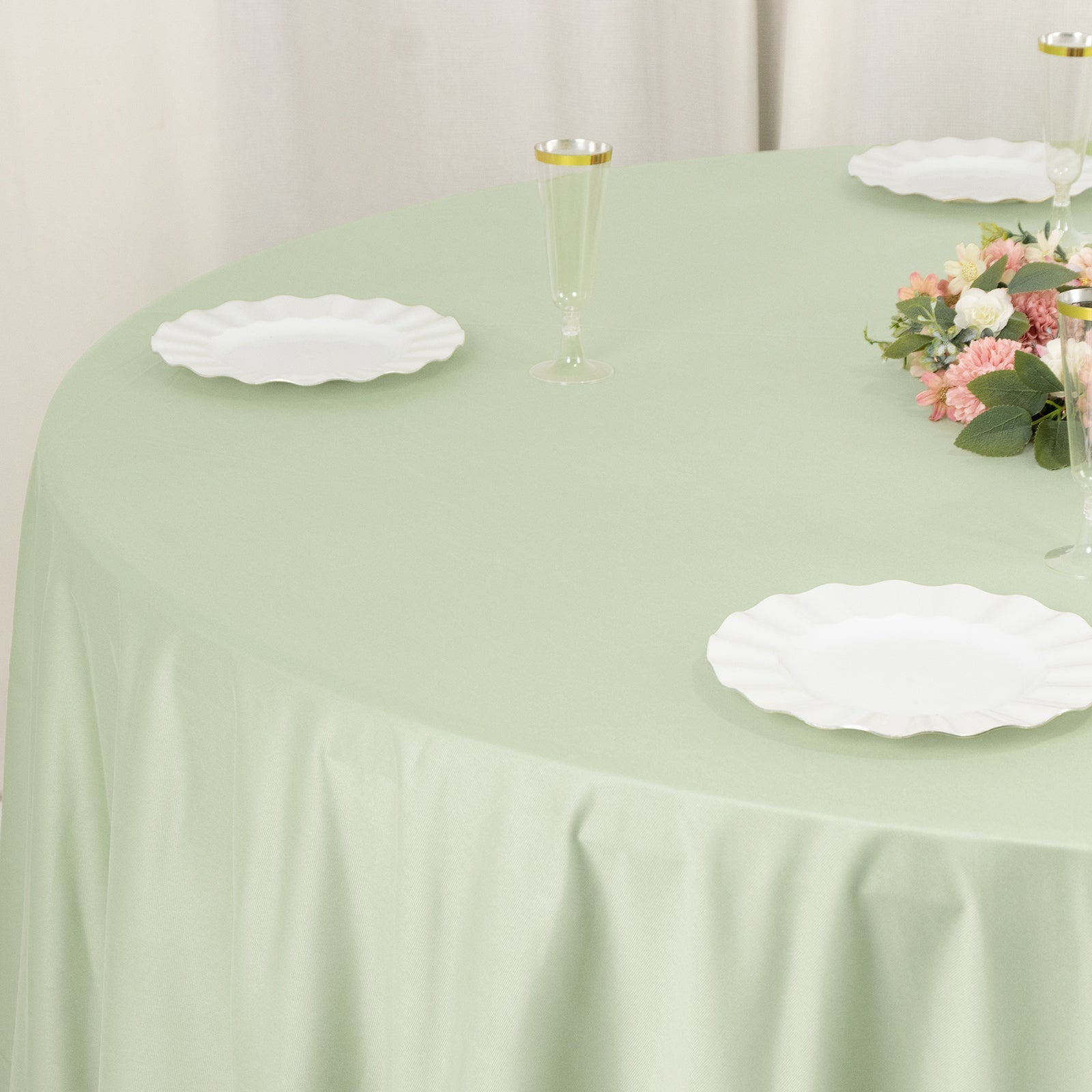 Scuba Round 108" Tablecloth Sage Green - Wrinkle Free & Stain Resistant Table Cover - Bell Racket Store