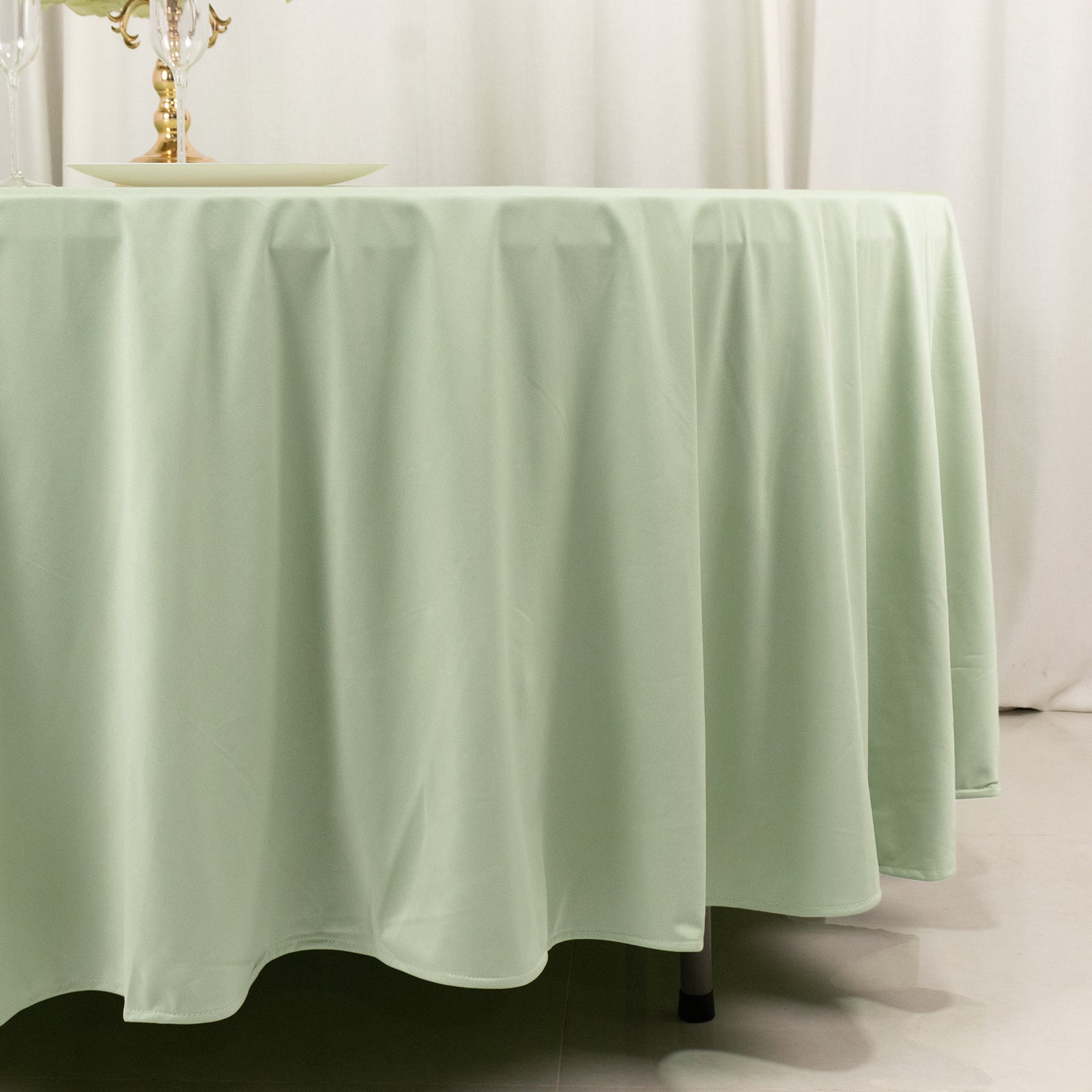 Scuba Round 108" Tablecloth Sage Green - Wrinkle Free & Stain Resistant Table Cover - Bell Racket Store
