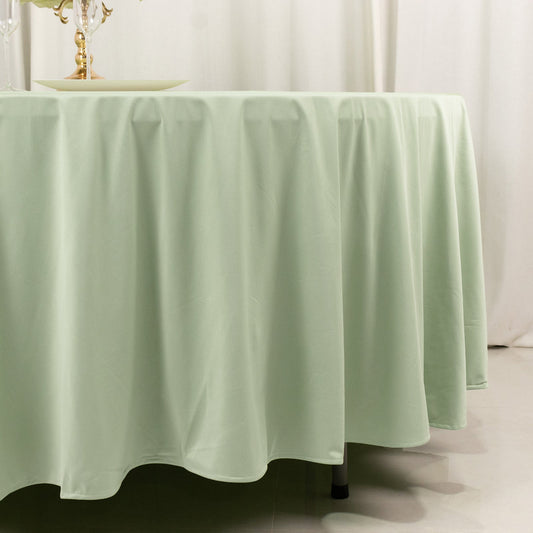 Scuba Round 108" Tablecloth Sage Green - Wrinkle Free & Stain Resistant Table Cover - Bell Racket Store