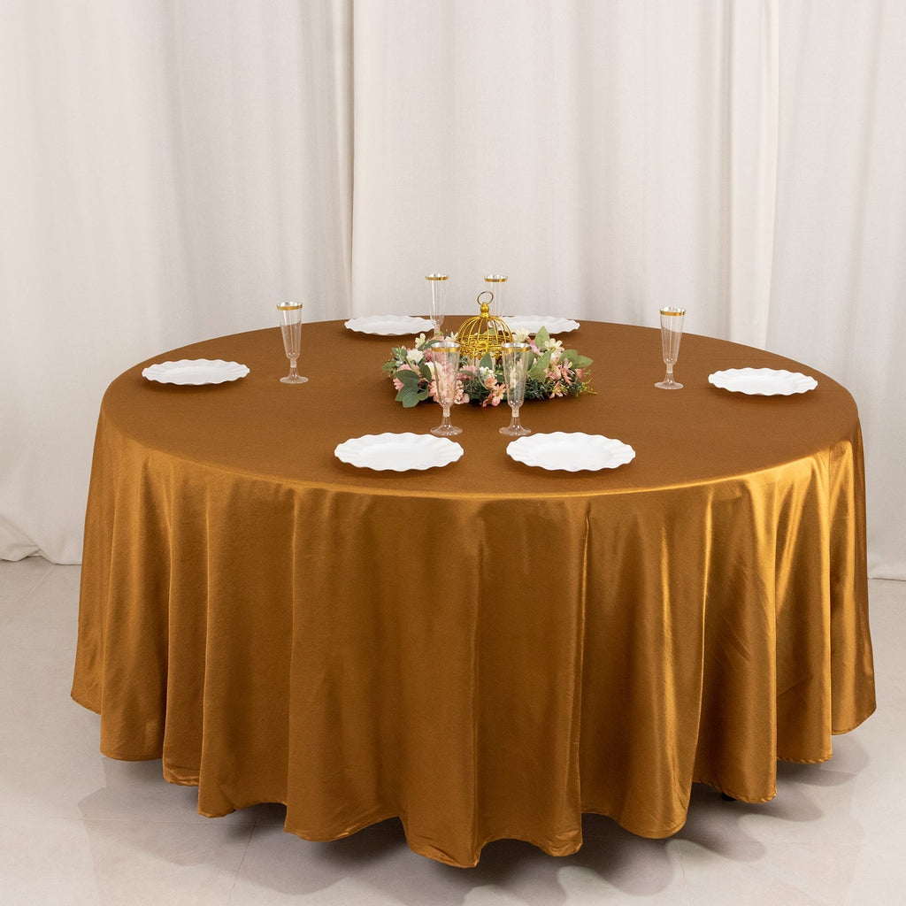 Scuba Round 108" Tablecloth Shimmering Gold - Wrinkle Free & Stain Resistant Table Cover for Weddings and Parties - Bell Racket Store