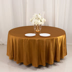 Scuba Round 108" Tablecloth Shimmering Gold - Wrinkle Free & Stain Resistant Table Cover for Weddings and Parties - Bell Racket Store