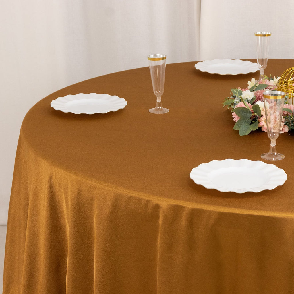 Scuba Round 108" Tablecloth Shimmering Gold - Wrinkle Free & Stain Resistant Table Cover for Weddings and Parties - Bell Racket Store
