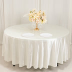 Scuba Round 108" Tablecloth Shimmering Pearl White - Wrinkle Free & Stain Resistant Table Cover - Bell Racket Store