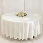 Scuba Round 108" Tablecloth Shimmering Pearl White - Wrinkle Free & Stain Resistant Table Cover - Bell Racket Store