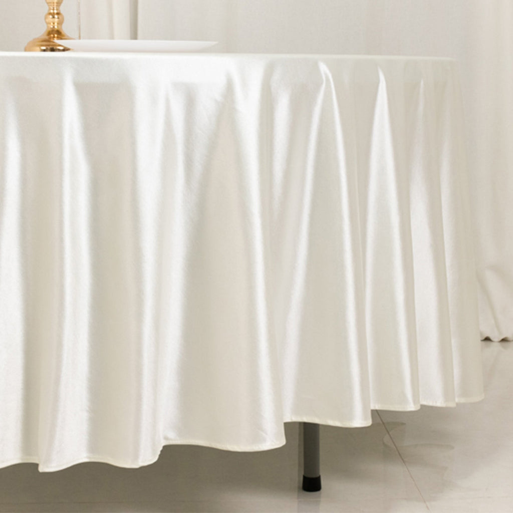 Scuba Round 108" Tablecloth Shimmering Pearl White - Wrinkle Free & Stain Resistant Table Cover - Bell Racket Store