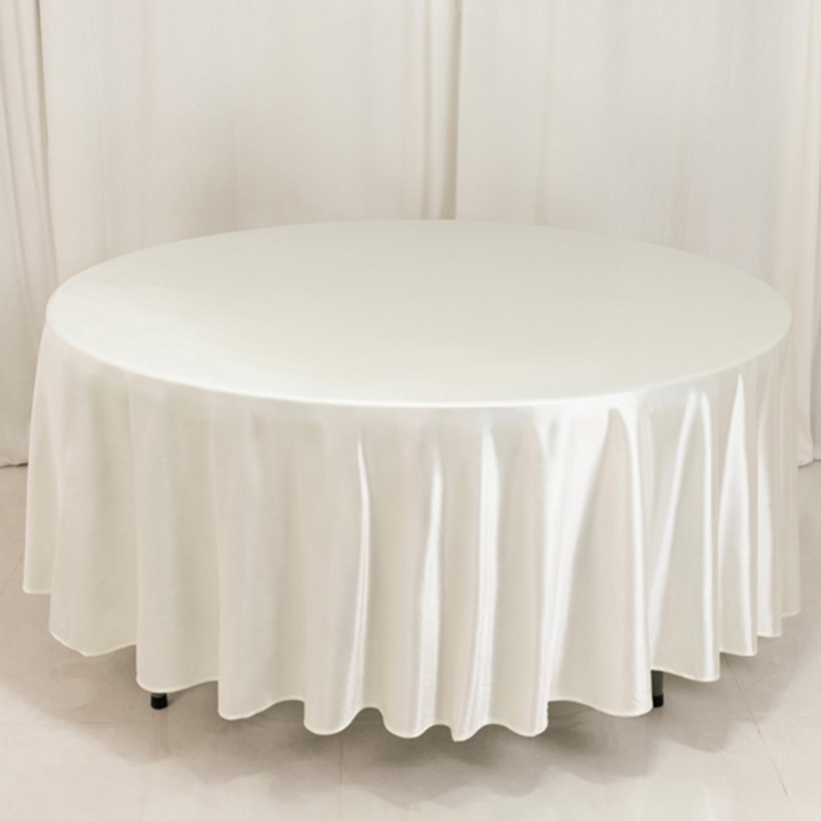 Scuba Round 108" Tablecloth Shimmering Pearl White - Wrinkle Free & Stain Resistant Table Cover - Bell Racket Store