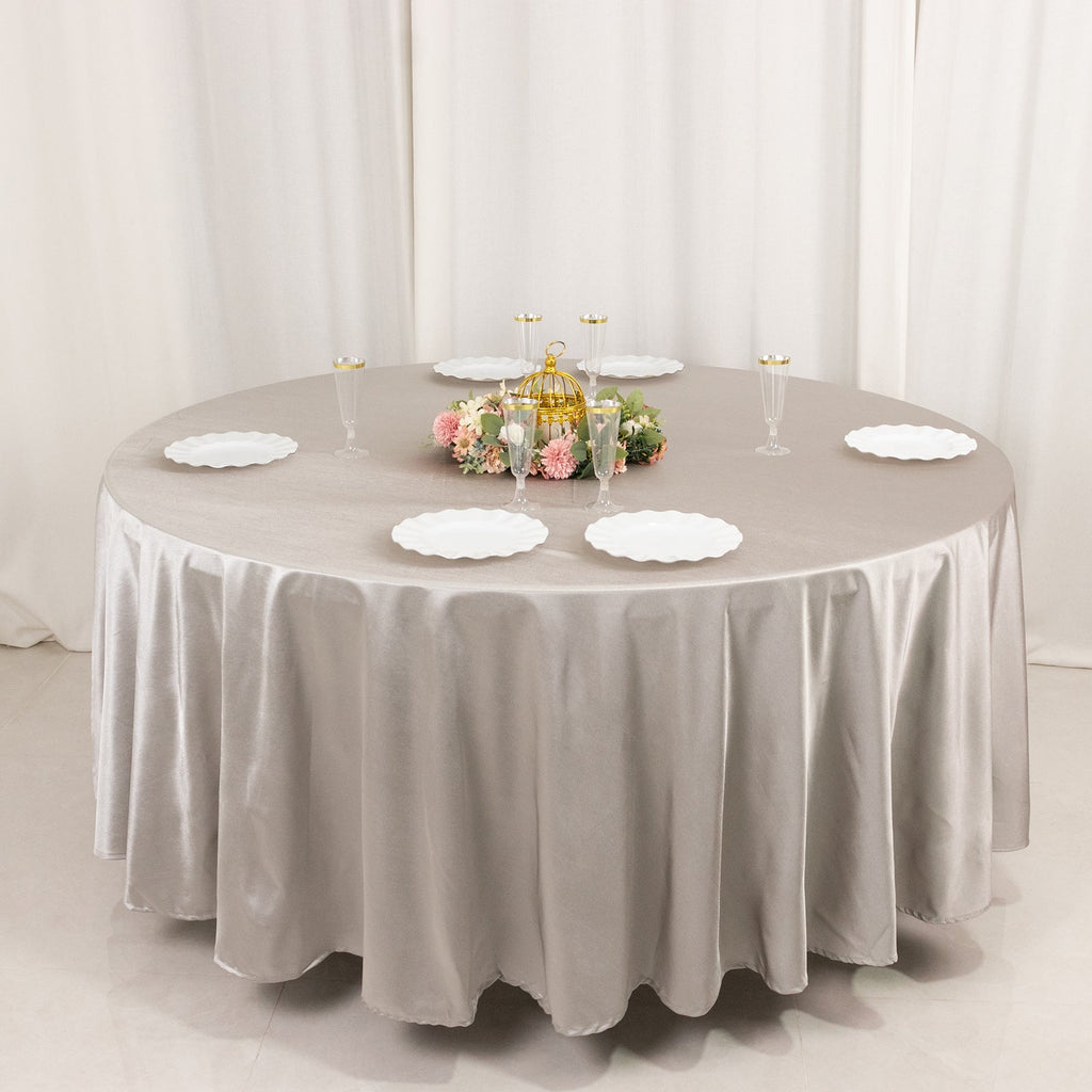 Scuba Round 108" Tablecloth Shimmering Silver - Wrinkle Free & Stain Resistant Table Cover - Bell Racket Store