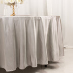 Scuba Round 108" Tablecloth Shimmering Silver - Wrinkle Free & Stain Resistant Table Cover - Bell Racket Store