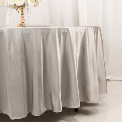 Scuba Round 108" Tablecloth Shimmering Silver - Wrinkle Free & Stain Resistant Table Cover - Bell Racket Store