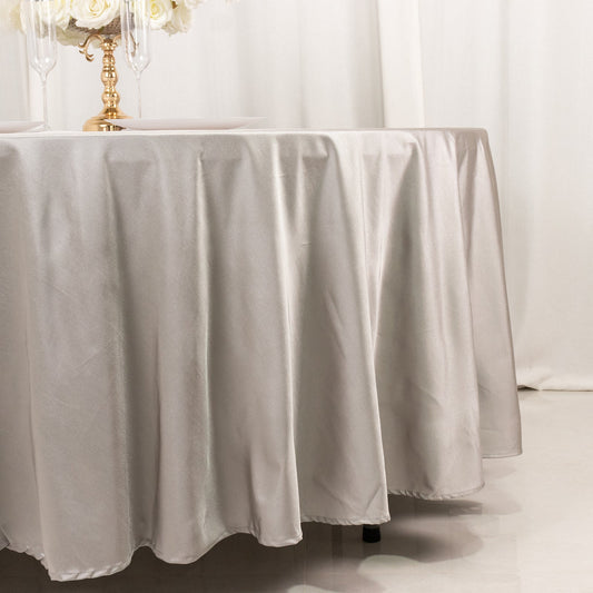 Scuba Round 108" Tablecloth Shimmering Silver - Wrinkle Free & Stain Resistant Table Cover - Bell Racket Store