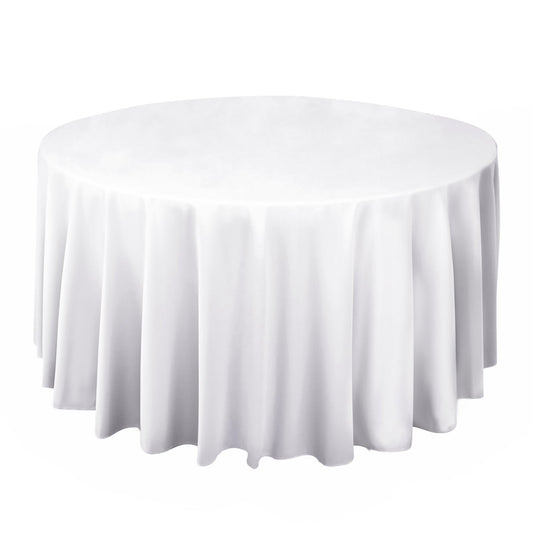 Scuba Round 108" Tablecloth White - Wrinkle Free & Stain Resistant Table Cover for Exquisite Events - Bell Racket Store