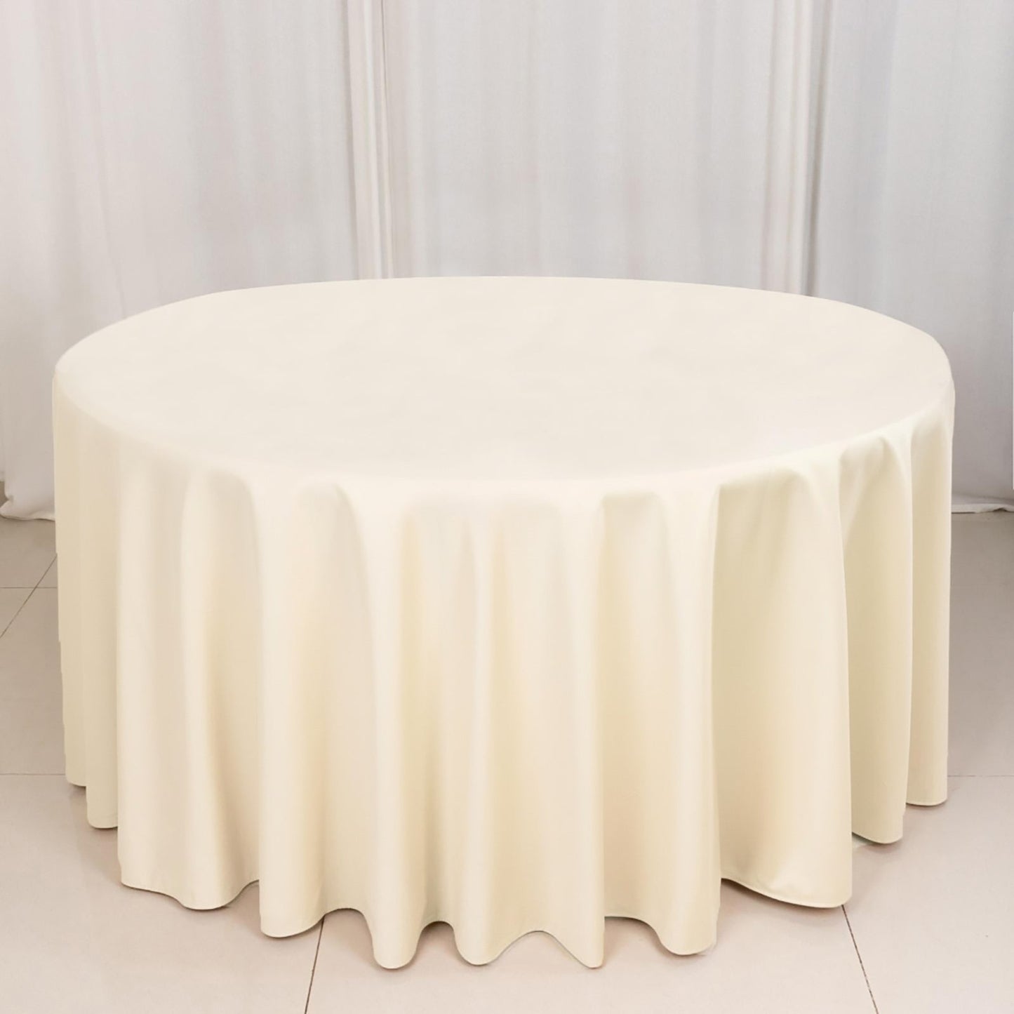 Scuba Round 120" Tablecloth Beige - Wrinkle Free & Stain Resistant Seamless Table Cover - Bell Racket Store