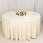 Scuba Round 120" Tablecloth Beige - Wrinkle Free & Stain Resistant Seamless Table Cover - Bell Racket Store