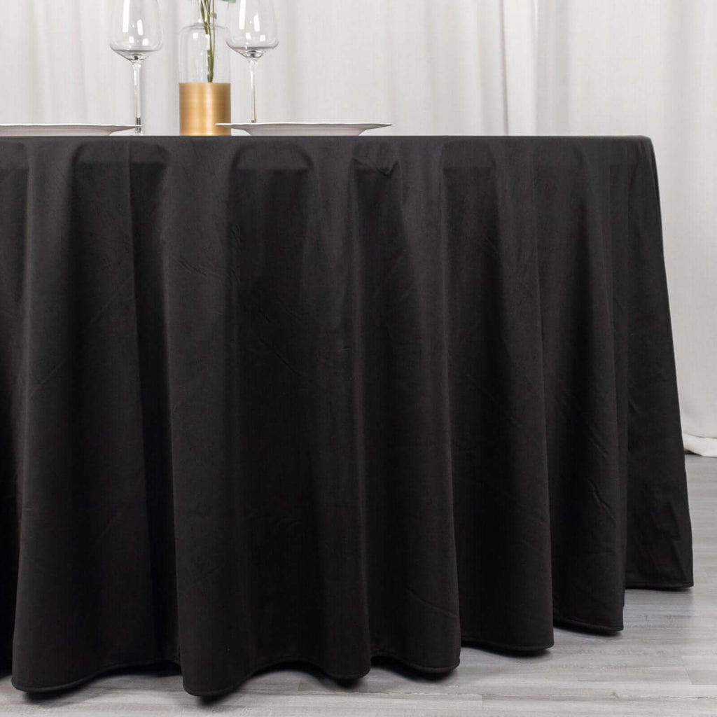 Scuba Round 120" Tablecloth Black - Wrinkle Free & Stain Resistant Seamless Table Cover for Weddings & Events - Bell Racket Store
