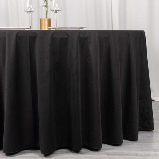 Scuba Round 120" Tablecloth Black - Wrinkle Free & Stain Resistant Seamless Table Cover for Weddings & Events - Bell Racket Store