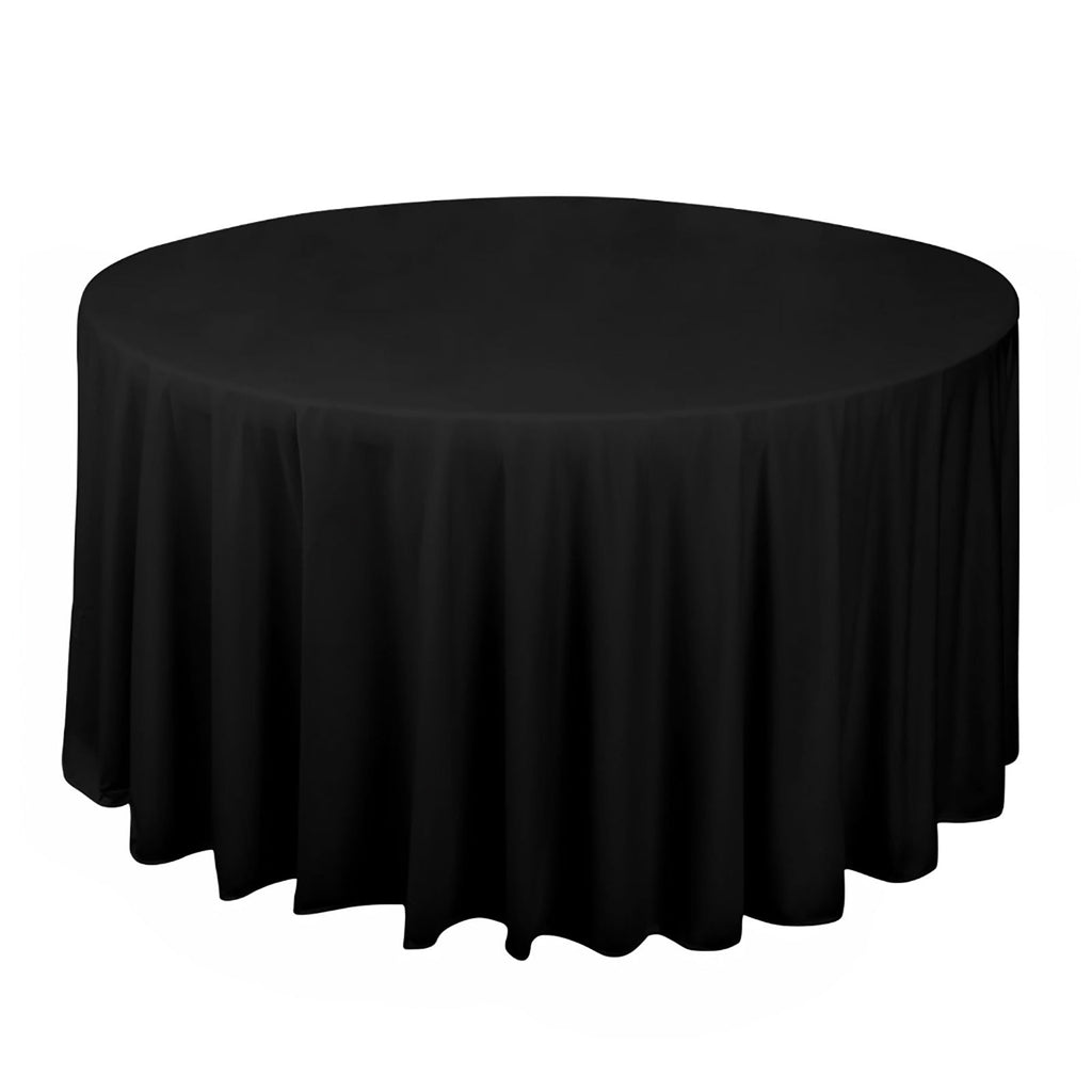 Scuba Round 120" Tablecloth Black - Wrinkle Free & Stain Resistant Seamless Table Cover for Weddings & Events - Bell Racket Store