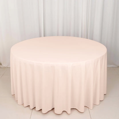 Scuba Round 120" Tablecloth Blush - Wrinkle Free & Stain Resistant Seamless Table Cover - Bell Racket Store