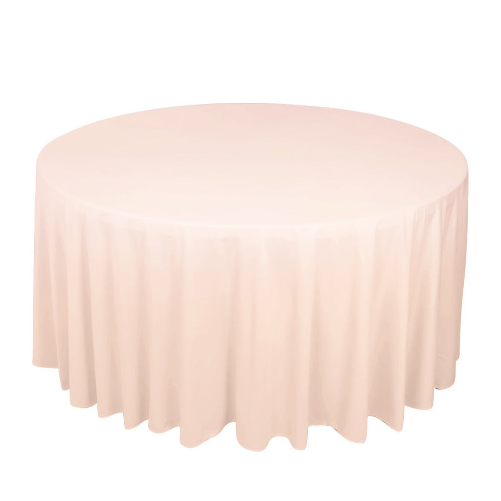 Scuba Round 120" Tablecloth Blush - Wrinkle Free & Stain Resistant Seamless Table Cover - Bell Racket Store