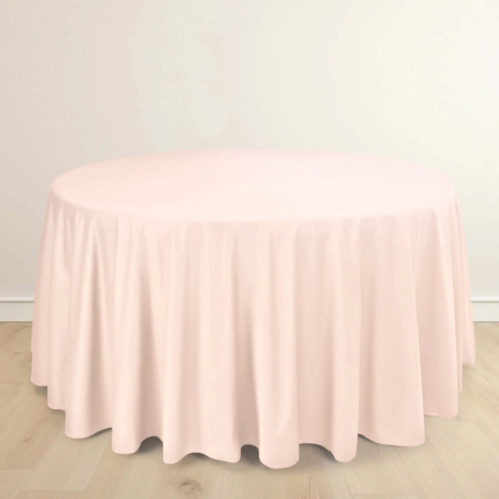 Scuba Round 120" Tablecloth Blush - Wrinkle Free & Stain Resistant Seamless Table Cover - Bell Racket Store