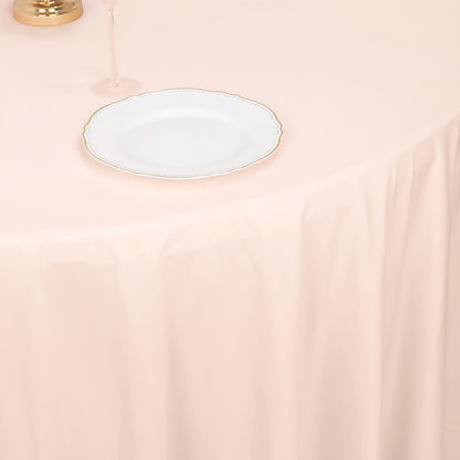 Scuba Round 120" Tablecloth Blush - Wrinkle Free & Stain Resistant Seamless Table Cover - Bell Racket Store