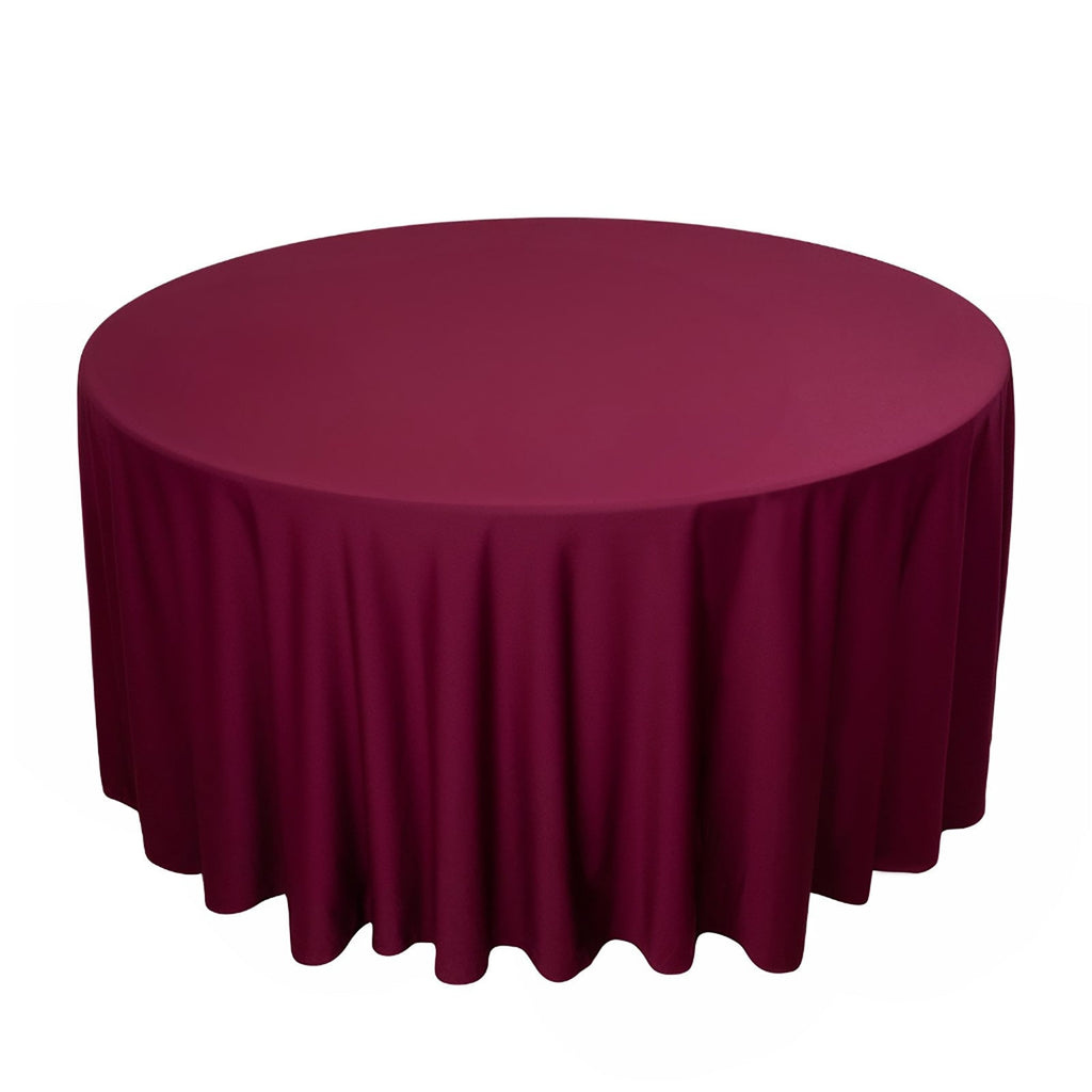 Scuba Round 120" Tablecloth Burgundy - Wrinkle Free & Stain Resistant Seamless Table Cover - Bell Racket Store