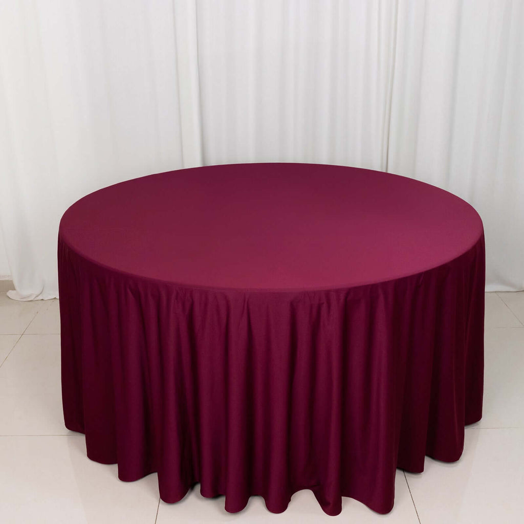 Scuba Round 120" Tablecloth Burgundy - Wrinkle Free & Stain Resistant Seamless Table Cover - Bell Racket Store