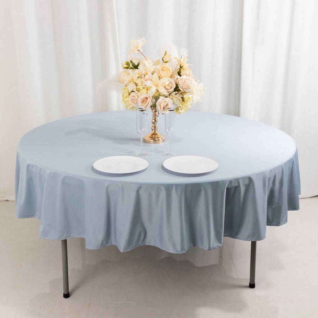 Scuba Round 120" Tablecloth Dusty Blue - Wrinkle Free & Stain Resistant Seamless Table Cover - Bell Racket Store