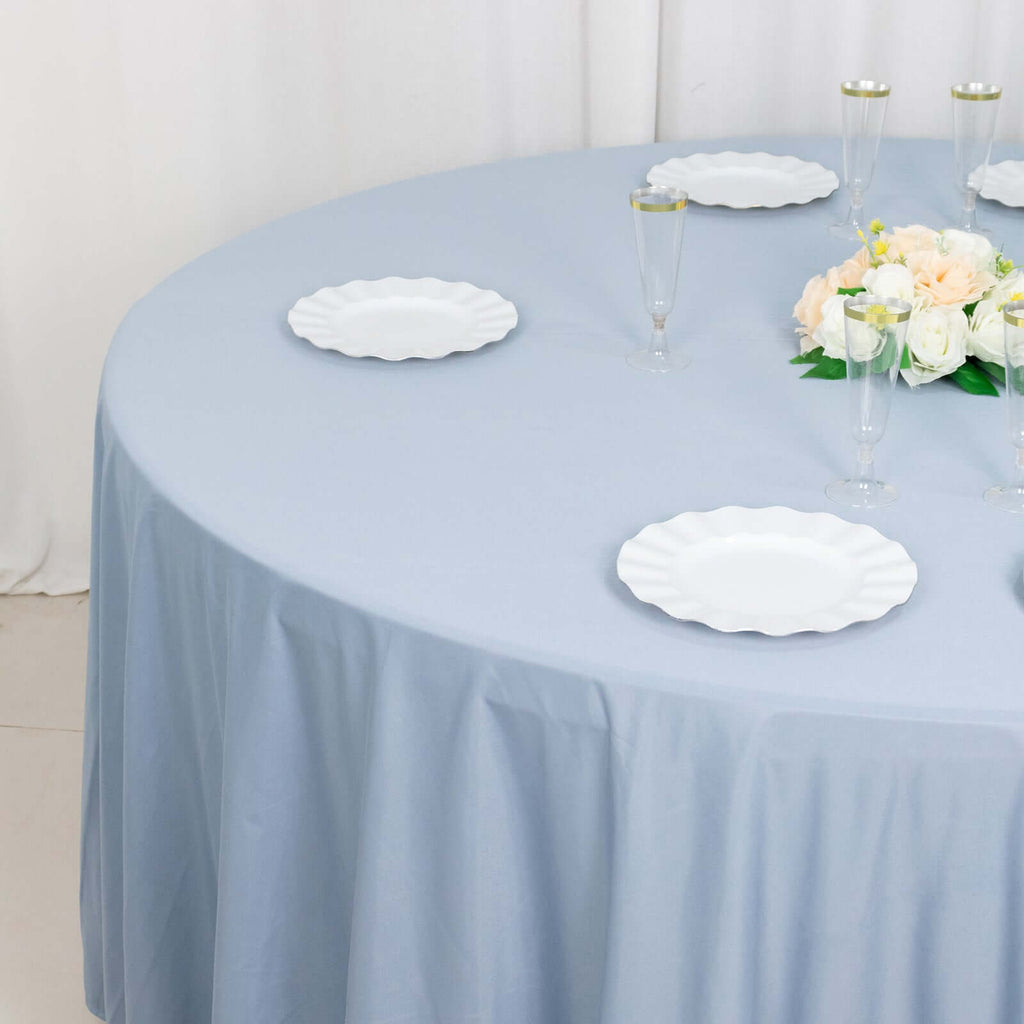 Scuba Round 120" Tablecloth Dusty Blue - Wrinkle Free & Stain Resistant Seamless Table Cover - Bell Racket Store
