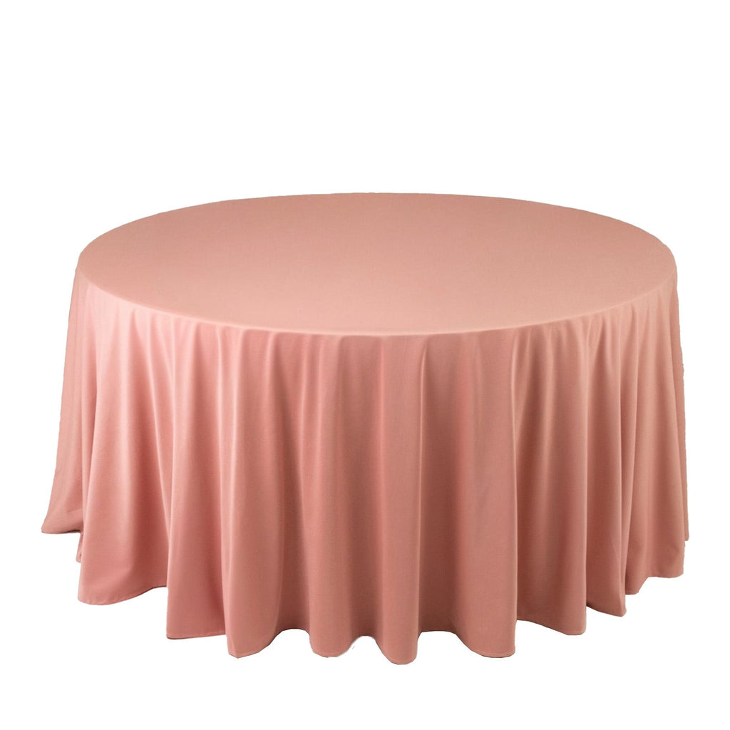 Scuba Round 120" Tablecloth Dusty Rose - Wrinkle Free & Stain Resistant Seamless Table Cover - Bell Racket Store