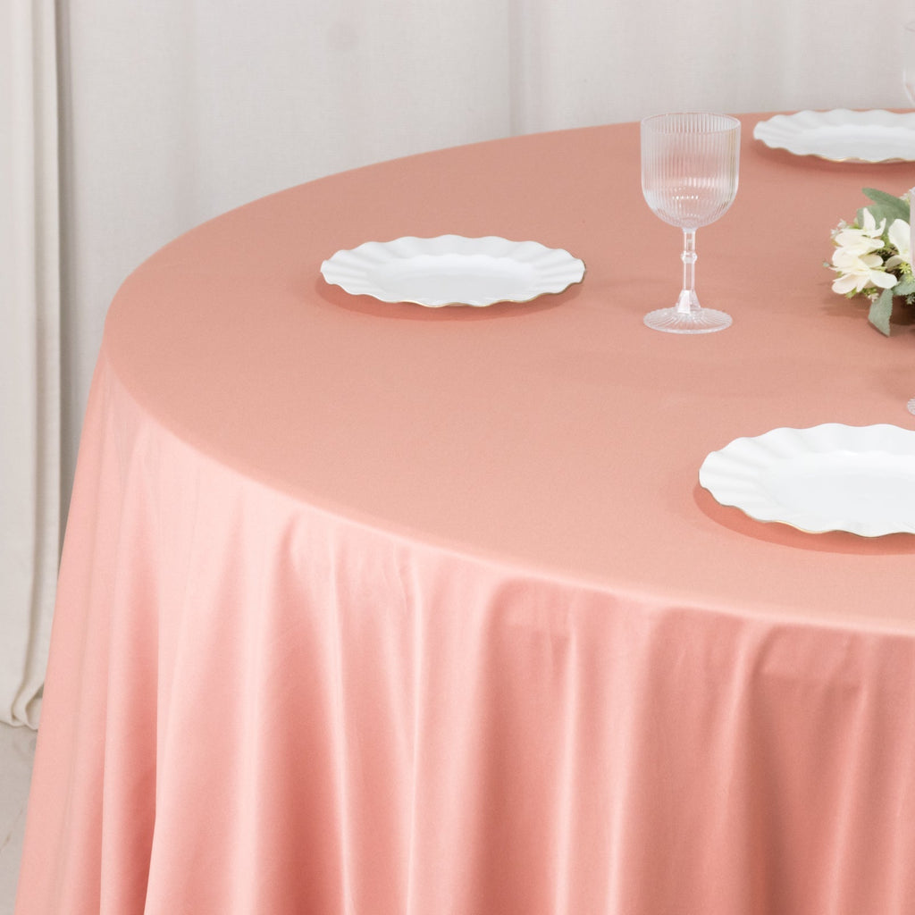 Scuba Round 120" Tablecloth Dusty Rose - Wrinkle Free & Stain Resistant Seamless Table Cover - Bell Racket Store