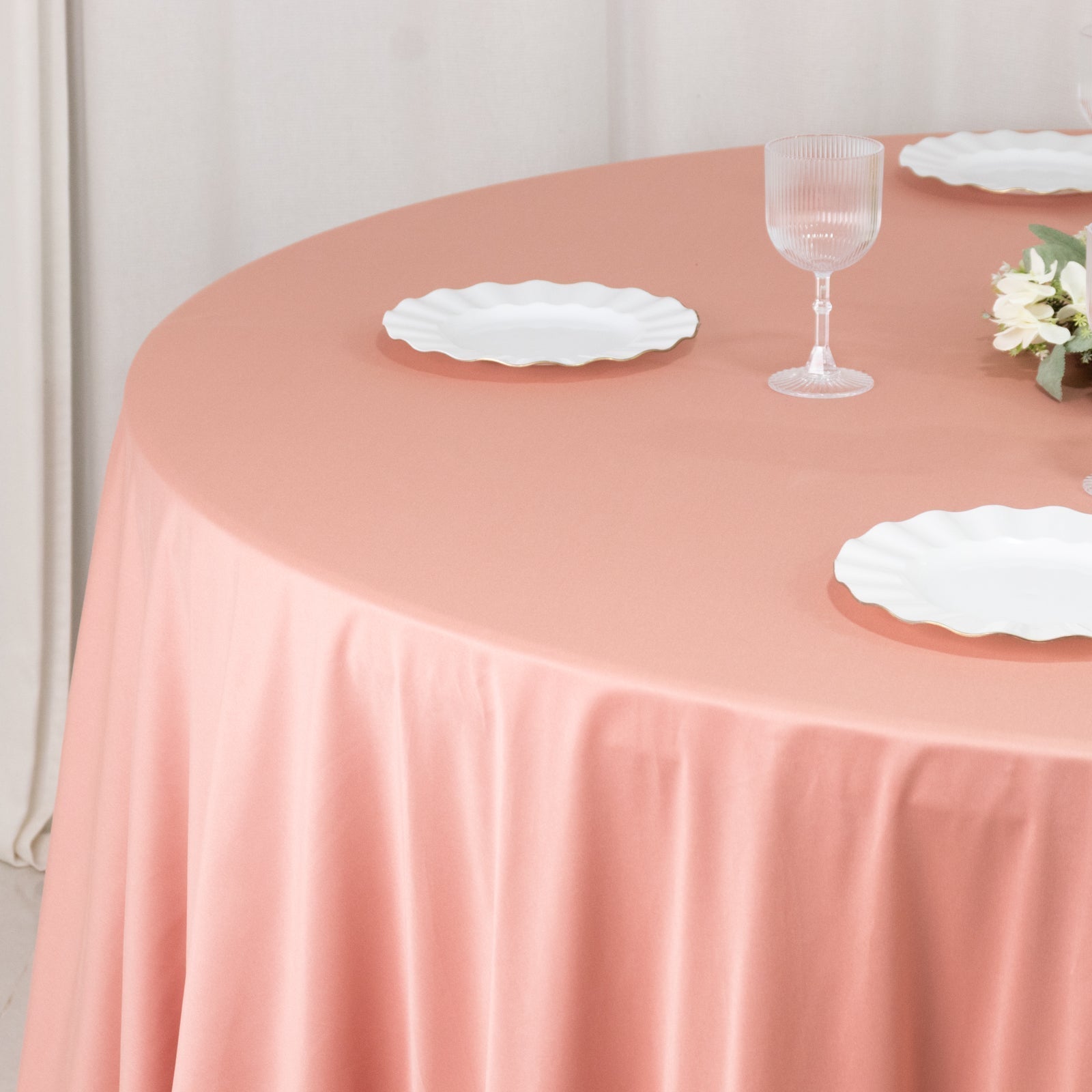 Scuba Round 120" Tablecloth Dusty Rose - Wrinkle Free & Stain Resistant Seamless Table Cover - Bell Racket Store