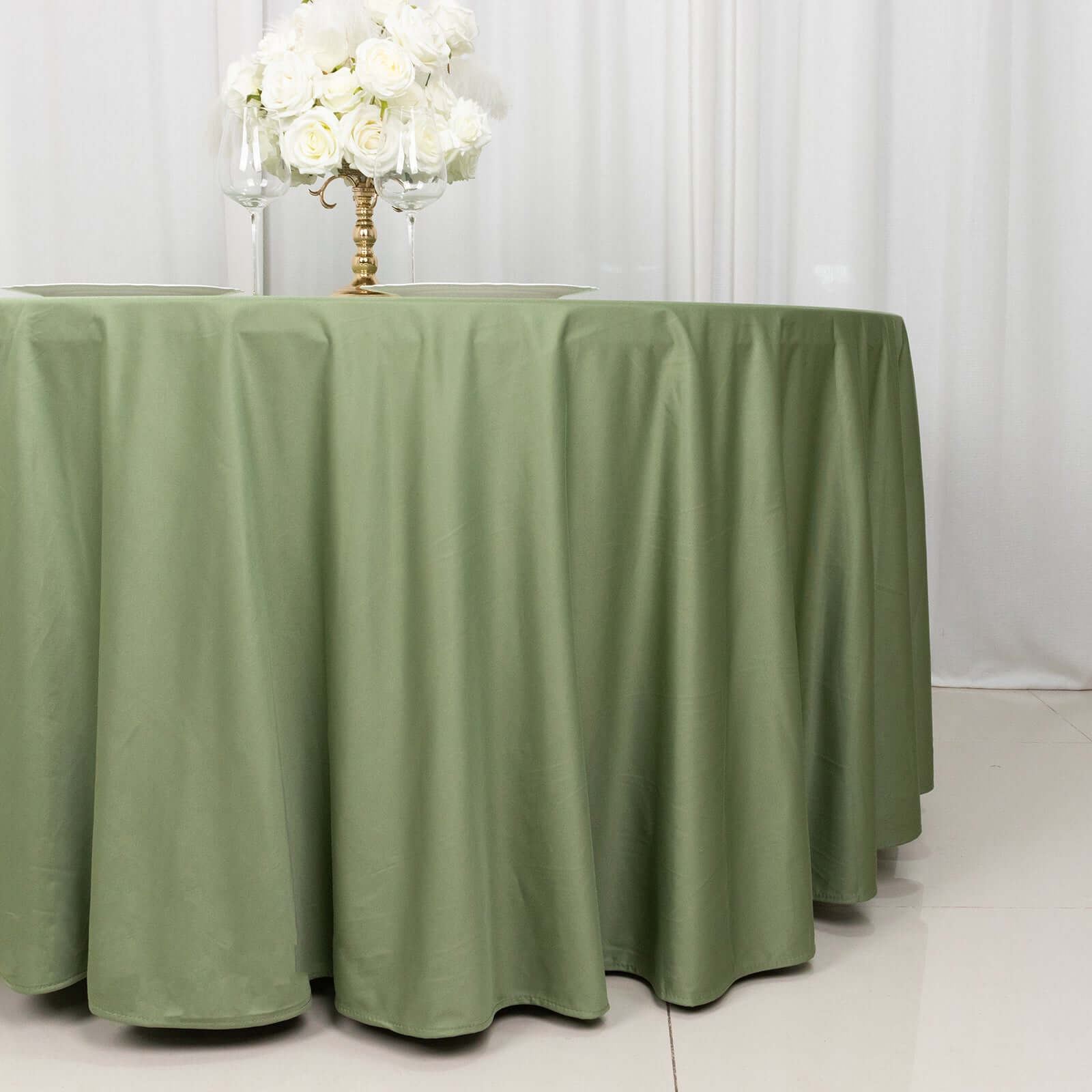 Scuba Round 120" Tablecloth Dusty Sage Green - Wrinkle Free & Stain Resistant Seamless Table Cover - Bell Racket Store