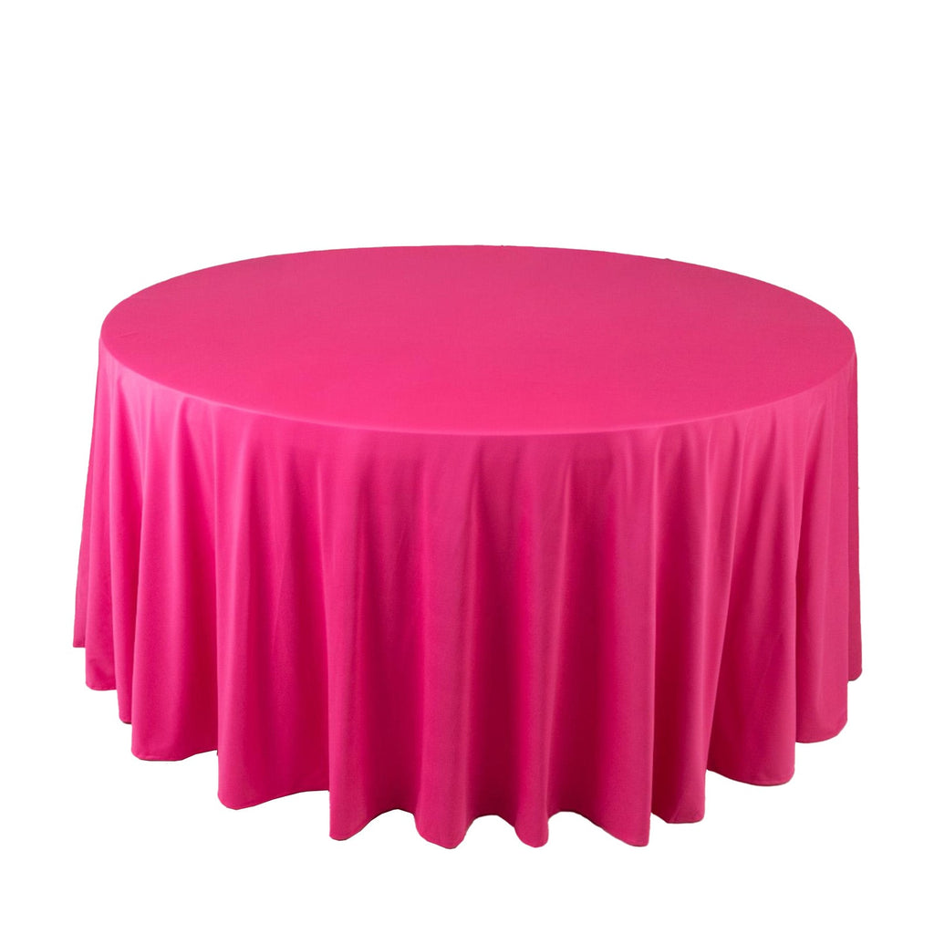 Scuba Round 120" Tablecloth Fuchsia - Wrinkle Free & Stain Resistant Seamless Table Cover - Bell Racket Store